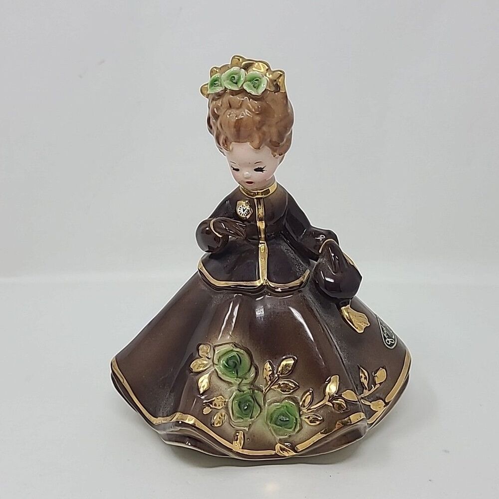 Josef Originals Porcelain Morning Noon & Night Series 5.5” Lady in Brown Dress